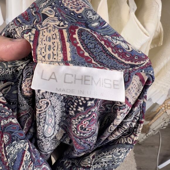 LaChemise women's plus size 2X paisley blue purple button up blouse #2961 - Picture 5 of 5